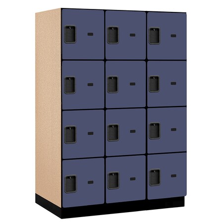 Salsbury Industries 4 Tier Designer Locker, 54"Wx76"Hx24"D, 12 Door, Blue 18-24364BLU